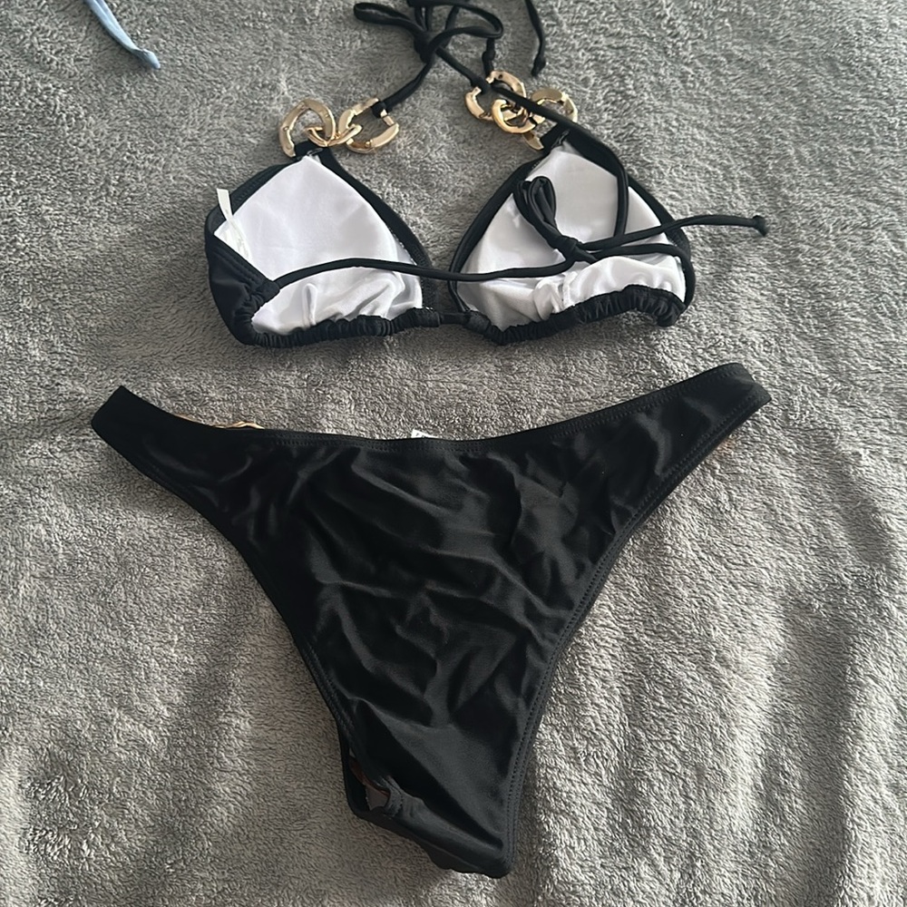 Women’s Black Bikini set with Gold Accents - Picture 2 of 2